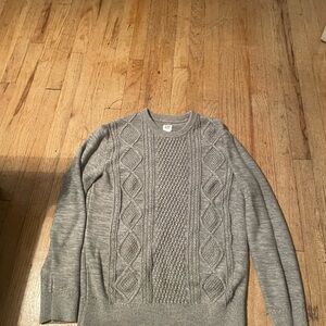 GAP Men's Gray Cable Knit Crewneck Sweater